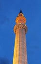 Minaret of Suleymaniye Mosque night view, Istanbul, Turkey Royalty Free Stock Photo