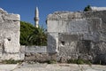 Minaret tower and castle wall in Kos city