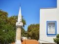 Minaret of Turkkuyusu Cami mosque, view from Turgut Reis street.