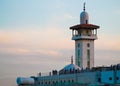 Minaret of Zahra mosque in al ameen street in Damascus Royalty Free Stock Photo