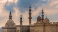 Minarets and domes of Sultan Hasan mosque and Al Rifai Mosque, Cairo, Egypt Royalty Free Stock Photo