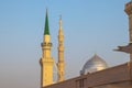 Ottoman Turkish style minaret in Medina. Minarets of Masjid Nabawi - Prophet Mosque. Madinah al Munawwarah Royalty Free Stock Photo