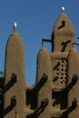 Minarets of a mosk made of mud in Mali Royalty Free Stock Photo