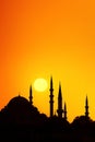 Minarets of the mosque at sunset. Istanbul. Turkey Royalty Free Stock Photo