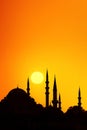 Minarets of the mosque at sunset. Istanbul. Turkey