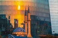 Minarets of a mosque in Upland park in Baku