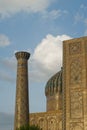 Minarets of Registan, Samarkand Royalty Free Stock Photo