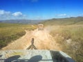Minas Gerais/Brazil: inside car view, jeeps on dirt road in the mountains