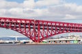 Minato Bridge red bridged in Osaka port Royalty Free Stock Photo