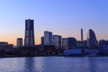 Minatomirai 21 area at dusk in Yokohama, Japan