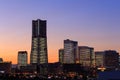 Minatomirai 21 area in the twilight in Yokohama, Japan