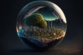 Minature universe, digital illustration painting, 3d rendering