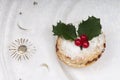 Mince pies on a Christmas plate. Royalty Free Stock Photo