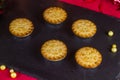 Mince pies in a slate mat at Christmas, landscape Royalty Free Stock Photo