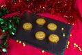 Mince pies in a slate mat at Christmas Royalty Free Stock Photo