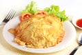 Mince pork omelet with rice thai style, Popular local food in Th