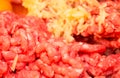 Minced beef with garlic close-up Royalty Free Stock Photo