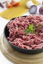 Minced beef red uncooked meat cooking ingredient hambruger steak white background copy space Royalty Free Stock Photo