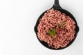 Minced beef red uncooked meat cooking ingredient hambruger steak white background copy space Royalty Free Stock Photo