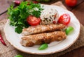 Minced Lula kebab grilled turkey chicken with rice