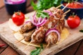 Minced Lula kebab grilled turkey chicken