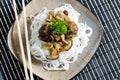 minced meat balls with mushrooms the Asian Royalty Free Stock Photo