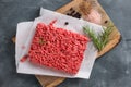 Minced meat on butcher pape Royalty Free Stock Photo