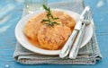 Minced meat and cabbage patties baked with tomato sauce Royalty Free Stock Photo