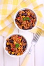 Minced meat with corn, sweet peppers and beans Royalty Free Stock Photo