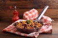 Minced meat with corn, sweet peppers and beans Royalty Free Stock Photo