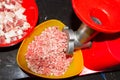 Minced meat grinder in the kitchen Royalty Free Stock Photo