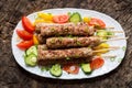Minced meat kebab with fresh vegetable Royalty Free Stock Photo