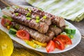 Minced meat kebab with fresh vegetable Royalty Free Stock Photo
