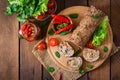 Minced meat loaf roll with mushrooms and carrots. Royalty Free Stock Photo