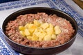 Minced meat pie with potatoes