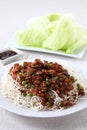 Minced pork lettuce wrap