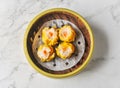 minced pork and shrimp dumpling served dish isolated on background top view of chinese and thai food Royalty Free Stock Photo