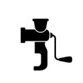 Mincer silhouette. Outline icon of manual meat grinder or household chopper. Black simple illustration of hand sausage stuffer.