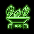 mincing machine chicken meat factory neon glow icon illustration