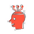 Mind awareness icon in comic style. Idea human cartoon vector illustration on white isolated background. Customer brain splash Royalty Free Stock Photo