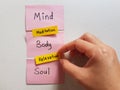 Mind Body Soul. Meditation and Relaxation. Mindfulness and healthy lifestyle. Healthy life. Royalty Free Stock Photo