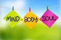 Mind Body Soul. Inspirational text