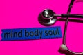 Mind Body Soul on the print paper with medicare Concept