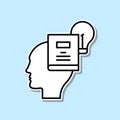 Mind, Book, lightbulb sticker icon. Simple thin line, outline vector of Creative thinking icons for ui and ux, website or mobile