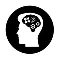 Mind, brainpower, head icon. Black vector sketch