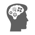 Mind, brainpower, head icon. Gray vector sketch