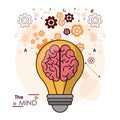 The mind bulb brain gears idea intelligence design Royalty Free Stock Photo