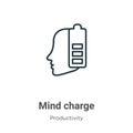 Mind charge outline vector icon. Thin line black mind charge icon, flat vector simple element illustration from editable