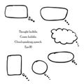Mind clouds templates set. Different shapes, hand drawn. convey emotions, ideas, and dialogue in a unique way. Eps 10 Royalty Free Stock Photo