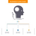 Mind, Creative, thinking, idea, brainstorming Business Flow Chart Design with 3 Steps. Glyph Icon For Presentation Background Royalty Free Stock Photo